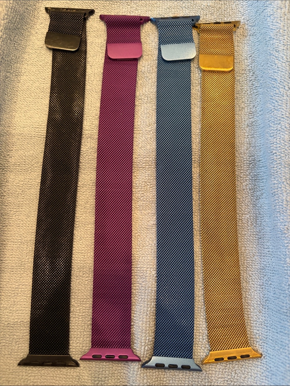 Metallic Magnetic Apple Watch Bands in Black, Magenta, Blue, Gold